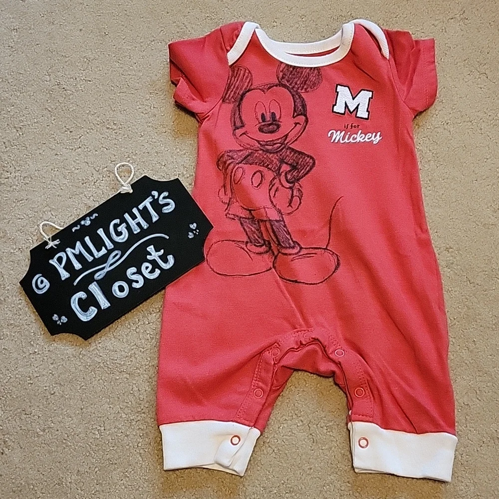 Disney Baby M is for Mickey Onesie 3 Months Red White Black